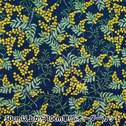 [From quantity 5] Fabric "Hibiya Hanadai Florist Pattern Sheeting DEFENSIVE FLOWERS MIMOSA Pattern NV Navy HBY-10005-NV]