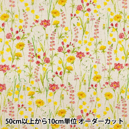 [Dalla quantità 5] tessuto "HIBIYA HANADAI FLOISTO FLORALE FOOLAL LINU LINU CANVA BROOMING GARDENT FORMARE MODELLO AVORIA HBY-10009-IV"