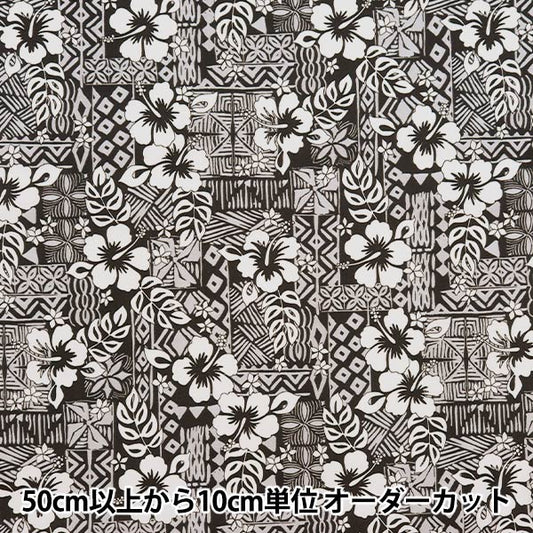 [De la quantité 5] tissu "T / C Hawaii Amplint Pattern noir 205042-24"