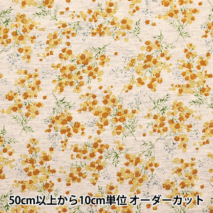 [From quantity 5] Fabric "MOMEN-T moment cotton linen sofrey mimosa total pattern kinari 144-8050-NA" [Yuzawayaoriginal】