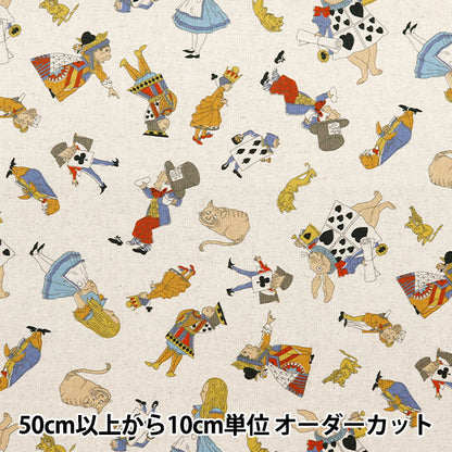 [From quantity 5] Fabric "Cotton hemp canvas V & A Alice and Friends Natural VA10026-A"