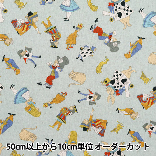 [From quantity 5] Fabric "Cotton hemp canvas V & A Alice and Friends Light Blue VA10026-B"