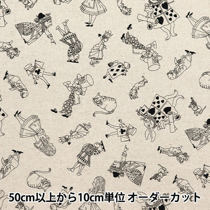 [From quantity 5] Fabric "Cotton hemp canvas V & A Alice and Friends Natural x Black VA10026-D"