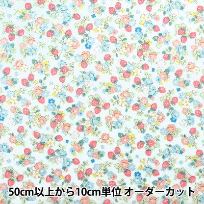 [From quantity 5] Fabric "Broad Find My Strawberry and Flower Blue AP35407-1D"