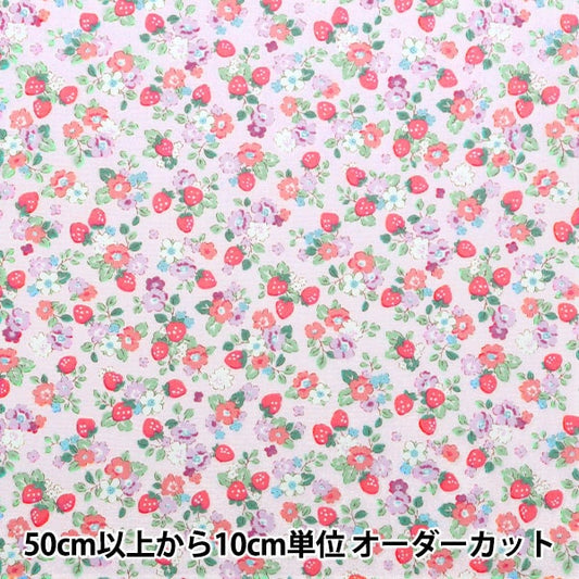 [From quantity 5] Fabric "Broad Findthday Ichigo and Flower Purple AP35407-1E"