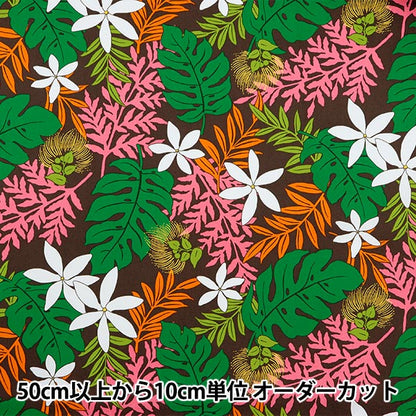 [Dalla quantità 5] tessuto "Broad Hawaii Ampint Lint Leaf Brown 282-C-BR"