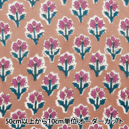 [De la cantidad 5] Fabric "Indo Boyle Patrón de flores de impresión X Pink Ram-Boi-42"