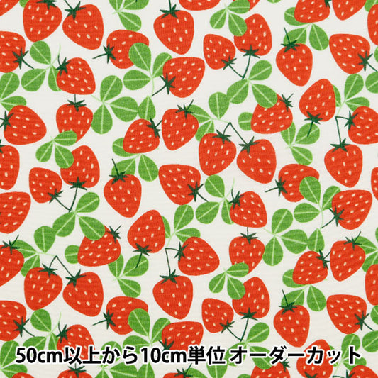 [De la cantidad 5] Fabric "Scare Strawberry Party Freshberry and Leaf Cream 850447-1-1"