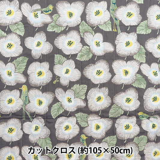 生地 『みすゞうた 空いろの花 キルトカットクロス 約105cm×50cm グレー CQKMS24SF-GY』