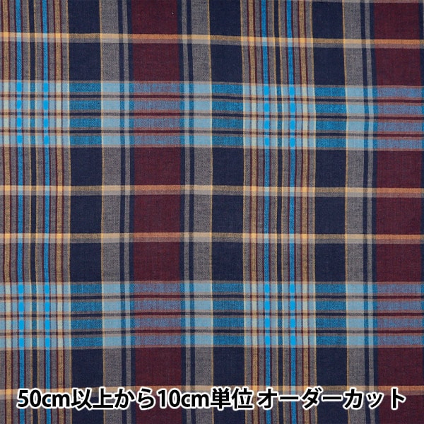 [From quantity 5] Fabric "Madras Check Navy Wine INM24-NVWI"