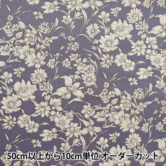 [De la quantité 5] tissu "toile de coton thee gravure bleu fleur 38129-1b"