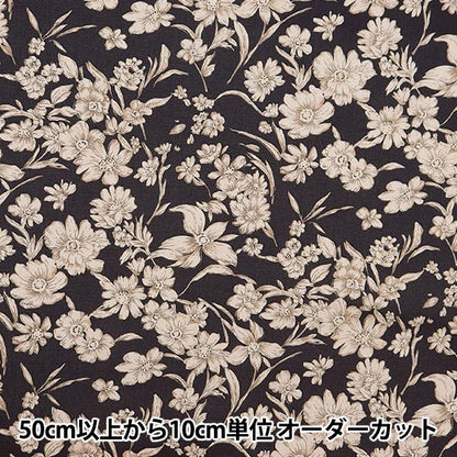 [From quantity 5] Fabric "Cotton hemp canvas etched flower navy 38129-1E"