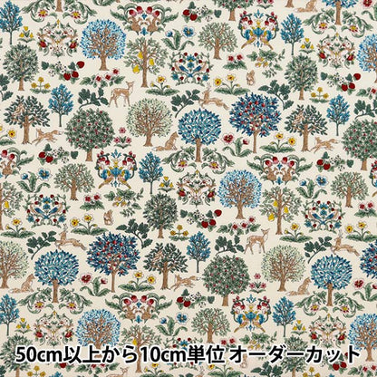 [From quantity 5] Fabric 『Sheeting Art Nouvo Symphony Tree and Ikimoto Pattern Ivory SS-2402-2A]