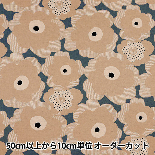 [Aus Menge 5] Stoff "Ukako Cotton Cotton Hinen Canvas Mohnblaugrau x Licht Beige Up5524-I" COTTON KOBAYASHI