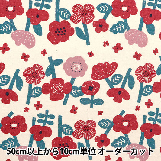 [الكمية من 5] قماش "NOVA Ox Border Floral Pattern Red NOX-BOFL-RE" KOKKA KOKKA