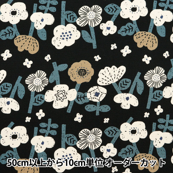 [Aus Menge 5] Fabric "Nova Ox Border Blumenmuster Black Nox-Bofl-BK" Kokka Cocka