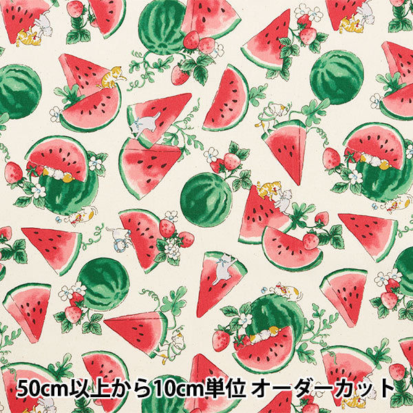 [Aus Menge 5] Stoff "Nova Sheeting Wasserfarbe Wassermelone Natural NSE-WACA-NA" KOKKA 【YuzawayaOriginal】