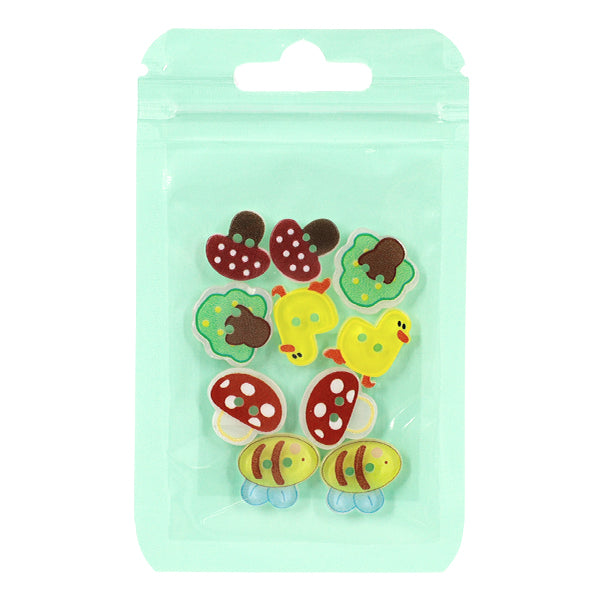 Button "Yumekawa Deco Button 5 types x 2 pieces, total of 10 pieces Mint Green PB5-04''