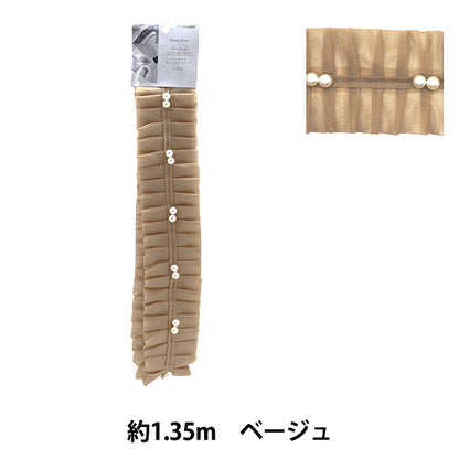 الشريط "شريط أورجاندي بيرل تاك 6 سم عرض 1.35 متر تقريباً بيج NR-07" KIYOHARA