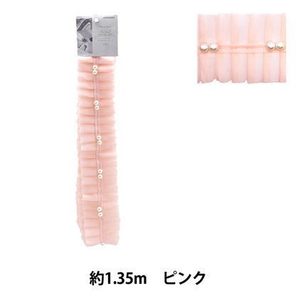 الشريط "شريط أورجاندي بيرل تاك عرض 6 سم حوالي 1.35 متر وردي NR-07" KIYOHARA