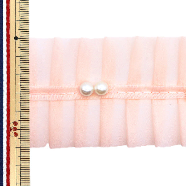 الشريط "شريط أورجاندي بيرل تاك عرض 6 سم حوالي 1.35 متر وردي NR-07" KIYOHARA