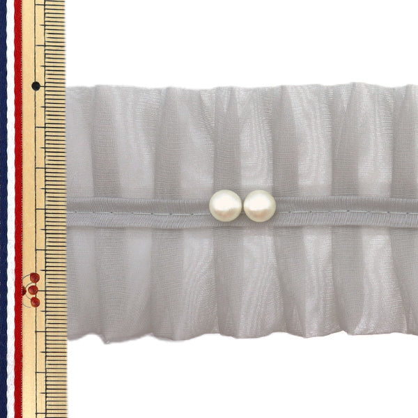 الشريط "شريط أورجاندي بيرل تاك 6 سم عرض 1.35 متر تقريباً رمادي NR-07" KIYOHARA