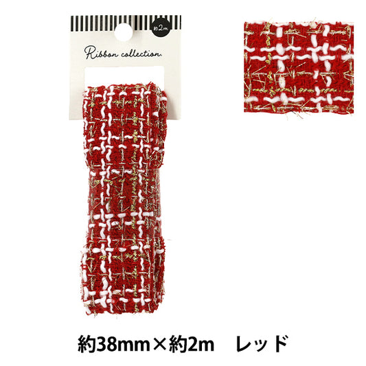 Ruban d'artisanat "TweedTape 2025 Env. 38 mm de large x 2 m de long rouge YRC2519-38"