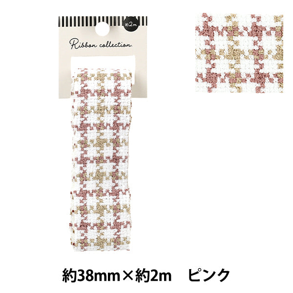 수예테이프 "트위드테이프 2025 대략. 38mm 너비의 x 2m 긴 핑크 YRC2520-38"