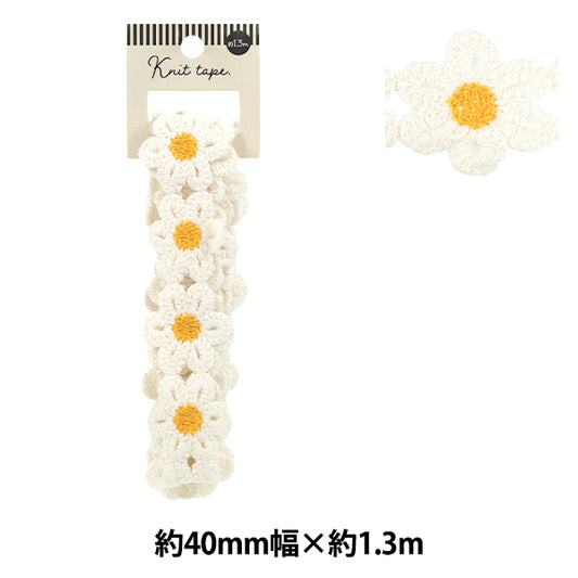 Bastelband "Strickband Blumenmotiv ca. 4 cm Breite x Länge 1,3 m YR-KT261-05“