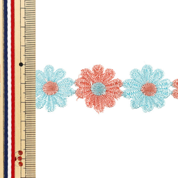 Pizzo chimico "Pizzo floreale rosa x blu circa 1,5 m YFL25-02"