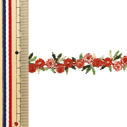 Pizzo chimico "Pizzo floreale rosso circa 1,5 m YFL25-09"