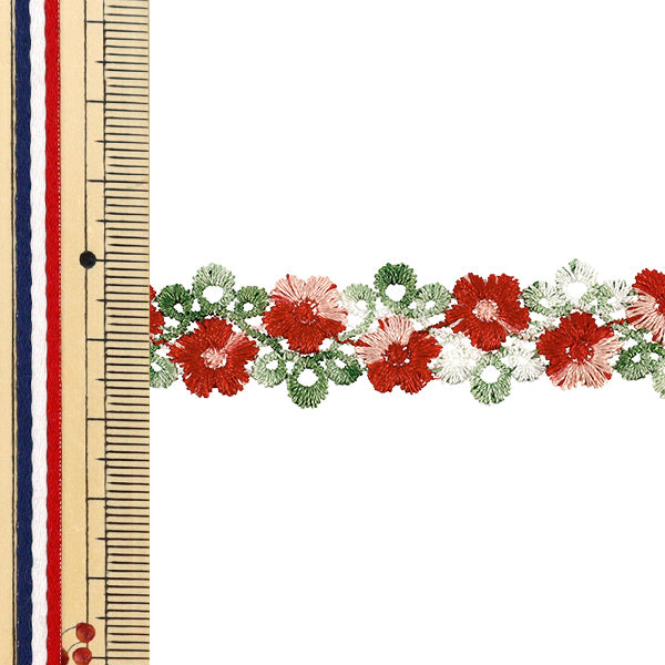 Pizzo chimico "Pizzo floreale rosso circa 1,5 m YFL25-10"