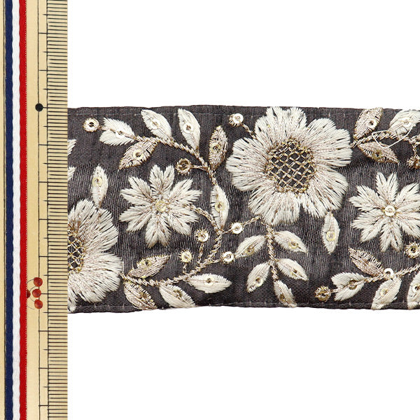 [Cantidad a partir de 5] artesaníasRibete "2022 Ribete bordado indio Marrón x blanco 45104g"