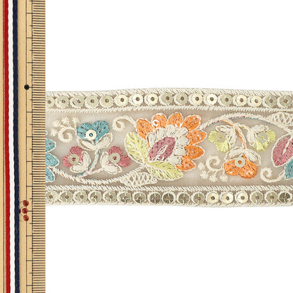【数量5から】 手芸ブレード 『2026インド刺繍ブレード 約5.4cm幅 ベージュ 616H』