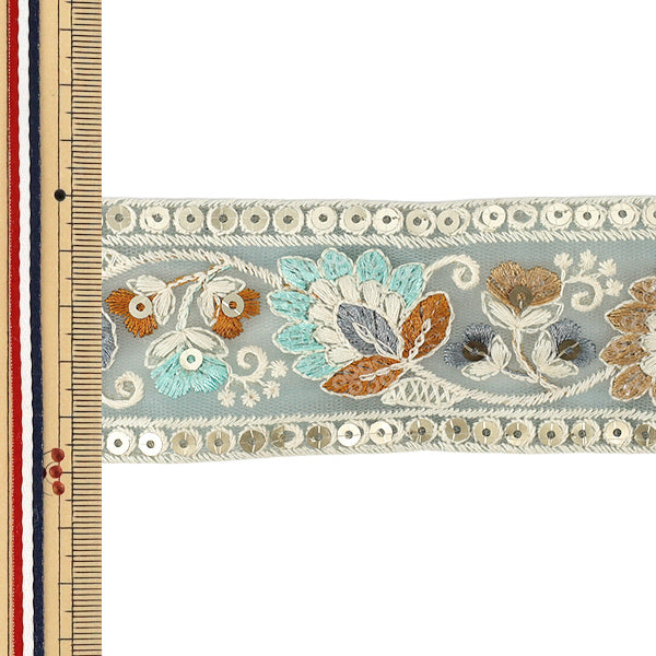 【数量5から】 手芸ブレード 『2026インド刺繍ブレード 約5.4cm幅 ブルー 616I』