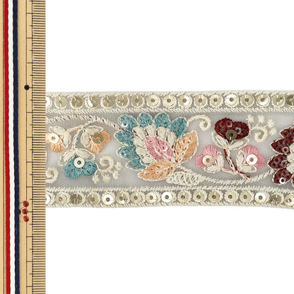 【数量5から】 手芸ブレード 『2026インド刺繍ブレード 約5.4cm幅 グレー 616L』