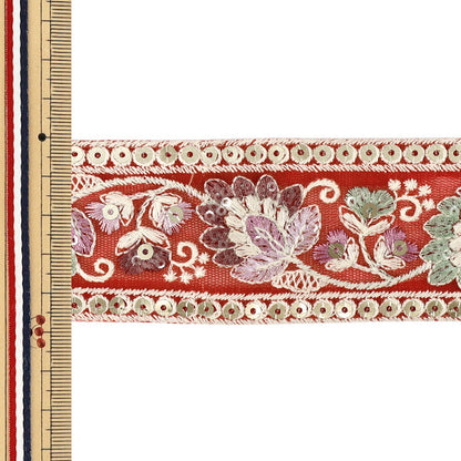 【数量5から】 手芸ブレード 『2026インド刺繍ブレード 約5.4cm幅 レッド 616B』