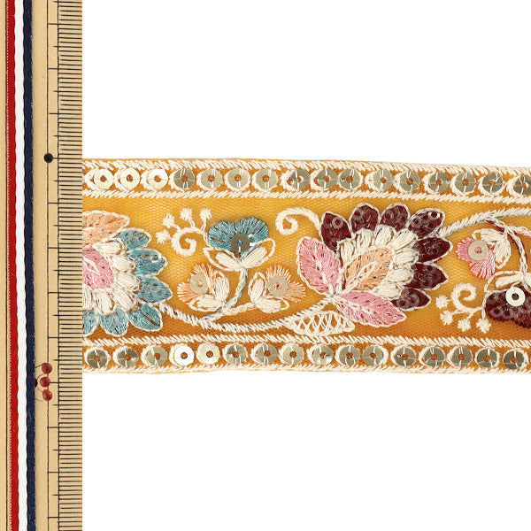 【数量5から】 手芸ブレード 『2026インド刺繍ブレード 約5.4cm幅 オレンジ 616D』