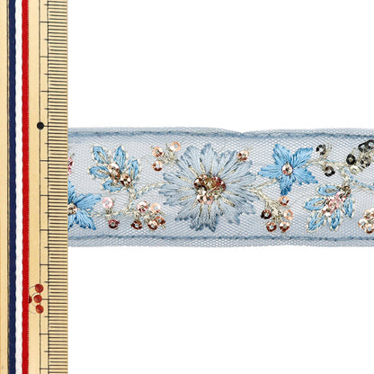 [Quantity starting from 5] HandicraftsTrim "2022 Indian embroidery trim Blue x Blue 45180D"