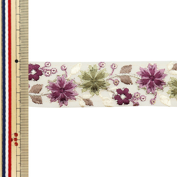 [Quantity starting from 5] HandicraftsTrim "2023 Indian embroidery trim Green x Purple 359A"