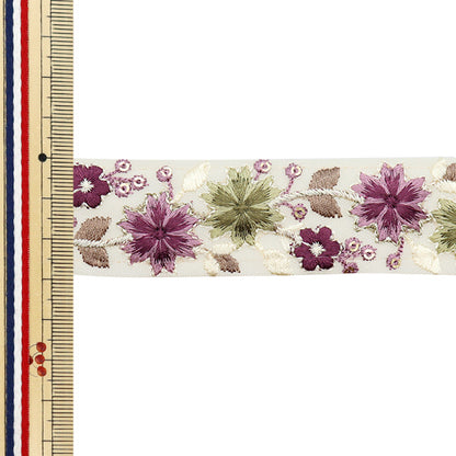 [Quantity starting from 5] HandicraftsTrim "2023 Indian embroidery trim Green x Purple 359A"