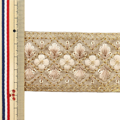 [Menge ab 5] KunsthandwerkBesätze "2023 Indischer Stickereibesatz Beige x Beige 142#5"