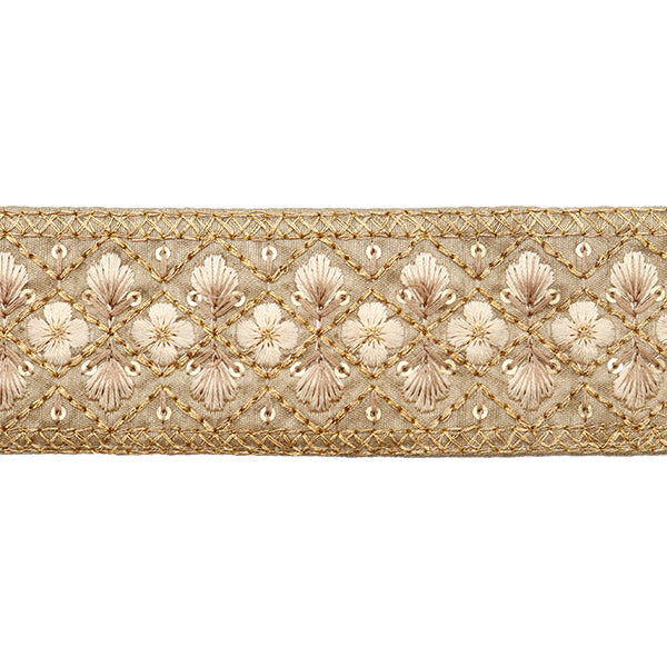 [Menge ab 5] KunsthandwerkBesätze "2023 Indischer Stickereibesatz Beige x Beige 142#5"