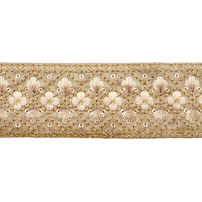 [Menge ab 5] KunsthandwerkBesätze "2023 Indischer Stickereibesatz Beige x Beige 142#5"