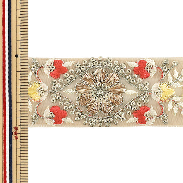 【数量5から】 手芸ブレード 『2026インド刺繍ブレード 約4.5cm幅 ベージュ 786D』