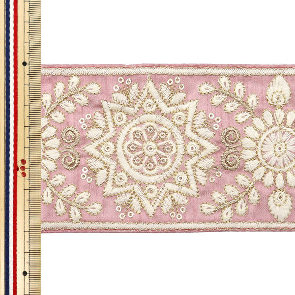 [De la cantidad 5] ArtilleraRibete "2024 Ribete bordado indio Rosa x blanco M-294A3"