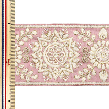 [De la cantidad 5] ArtilleraRibete "2024 Ribete bordado indio Rosa x blanco M-294A3"