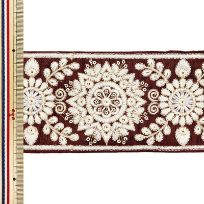 [Cantidad a partir de 5] artesaníasRibete "2024 Ribete bordado indio Rojo x blanco M-294A12"