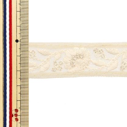 [De la quantité 5] artisanatGarniture "2024 Garniture de broderie indienne Beige x blanc m-716"