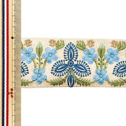 [De la cantidad 5] ArtilleraRibete "2024 Ribete bordado indio Beige x azul 2200c"